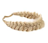 RUNRAYAY Messy Wide 3 Strands Synthetic Hair Braided Headband Classic Chunky Hair Braid Headband Elastic Stretch Braid Headbands for Women - Blonde 61324A
