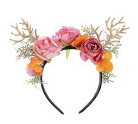 RUNRAYAY Mexican Flower Crown Day of The Dead Headpiece Party Fiesta Flower Headband, Pink