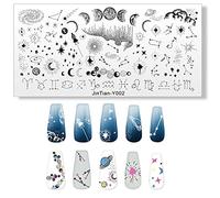 RUNRAYAY Moon & Star Nail Stamp Plate, Constellation Theme Nails Art Stamping Stencils, Nail Plate Template Image Stainless Steel Nail Art Tools Starry Sky Series