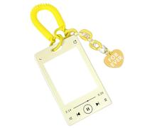 runrayay Music Player Kpop Photocard Holder, Acrylic Card Sleeves, Picture Frames, Top Loaders for Cards, 3X4 Inches, Photo Card Holder Keychain Kpop, Kpop Album - Yellow