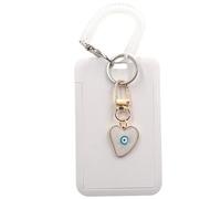 RUNRAYAY Photo Card Holder Photocard Holder, Keychain Cute ID Badge Holders Acrylic Protective Photocards Holders with Terror Eyes Pendant Spiral Wrist Coil - White