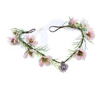 RUNRAYAY Pink Flower Elf Crown, Water Droplet Headpiece Gothic Flower Circlet Elven Woodland Tiara for Women Renaissance Fair Cosplay Halloween Costume Photo Shoot, D