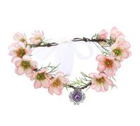 RUNRAYAY Pink Flower Woodland Elf Crown, Crown Elf Forest Headpiece Flower Circlet Leaf Headband for Women Medieval Ren Faire Renaissance Halloween Cosplay, E