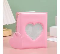 runrayay Pink Kpop Photocard Holder Book with Pendant, 3 Inch Mini Photo Album for Fujifilm Instax Camera Mini 7S 8 8+ 9 11 25 50S - Photo Card Binder, 32 Pockets
