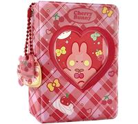 runrayay Pink Rabbit Kpop Photocard Binder with Pendant, 3 Inch Love Heart Hollow Photocard Holder Book Sleeves, 40 Pockets A5 Binder Mini Photo Album for Business Card Holder