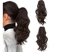 RUNRAYAY Ponytail Extension, Drawstring Ponytail Extension for Women 14 Inch Wavy Layered Pony Tails Hair Extensions Synthetic Clip in Ponytail Hairpiece for Women 6#