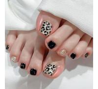 RUNRAYAY Press on Toenails, Toe Nail Press Ons Fake Toe Nails False Toenails Full Cover Acrylic Stick on Toe Nails with Leopard Print Toe Press on Nails Stick on Toe Nails for Women Manicure