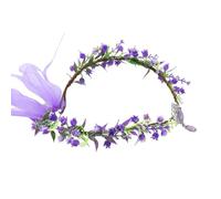 RUNRAYAY Purple Flower Elf Crown with Crystal, Forest Headpiece Floral Elf Circlet for Fairy Accessories Women Fairycore Renaissance Cosplay Fantasy, E