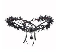 RUNRAYAY Renaissance Black Elf Fairy Crown, Headpiece with Crystal Elven Gothic Dark Leaf Tiara Woodland Witch Headband Women Men Cosplay Wedding Accessories - E