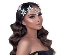 RUNRAYAY Silver Rhinestone Crystal Wedding Bridal Prom Bohemian Boho Grecian Head Chain Hair Jewelry Head Piece Bollywood Bride Glamorous
