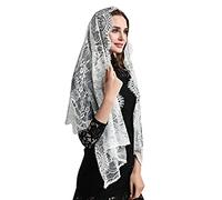RUNRAYAY Soft & Comfortable Chapel Veil, Spanish Lace Floral Mantilla Veils Wrap Shawl Mass Head Covering Scarf for Women Church