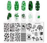RUNRAYAY St. Patrick's Day Nail Art Stamping Plates, Lucky Grass Fashion Print Manicure Templates Image Plate for Women and Girls DIY Printing Tools Nails Stencil, Clover Series