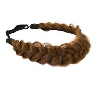 RUNRAYAY Synthetic Hair Braided Headband Classic Wide Strands Wedding Disorderly Fluffy Braids Wig Band Women Beauty Accessory, Light Brown 1227#