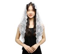 RUNRAYAY Triangle Chapel Lace Chapel Veil Latin Mass Mantilla Floral Church Veils Head Covering, Style 4