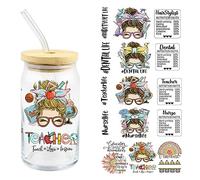 runrayay Uv Dtf Cup Wrap, 5 Sheets Inspirational Words Rub on Transfers for Crafting Glass Cups Wrap Transfer Stickers Decals Waterproof Crafts Vintage