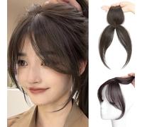 RUNRAYAY Vigorous Bangs Hair Clip, 360° Cover Clip in Bangs Real Human Hair 100% Human Hair Clip on Bangs for Women Fake Bangs for Daily Wear (Deep Brown)