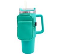 runrayay Water Bottle Pouch for Stanley Cup Accessories, 40 Oz with Dual Zipper Portable Tumbler Bag for Outdoor Gym Water Bottle Caddy for Phone Cards Keys Cash Sublimation Neoprene Pouch, Green