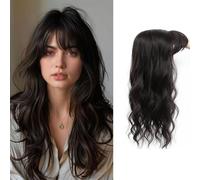 RUNRAYAY Wavy Curly Hair Topper, 22 Inch Thinning Hair with Highlights, Clip in Synthetic Wiglets, Mocha Btk006