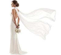 RUNRAYAY White Chiffon Bridal Neck Scarf for Wedding Detachable Neckerchief Flowing Shawl for Marriage Accessory, H