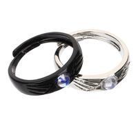 RUNROTOO 1 Pair Devil and Angel Open Rings for Couples, Adjustable Metal Matching Promise Rings, Stylish and Classic Design, for Anniversaries and Working Settings