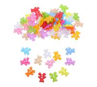 RUNROTOO 100pcs Bear Shaped Plastic Buttons for DIY Clothing and Accessories, Easy to Sew Flat Back Novelty Buttons in Assorted Colourful Styles, for Handmade Crafts and Scrapbooking