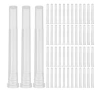 RUNROTOO 100pcs Syringe Needle Tip Cap - 42mm/1.7inch Transparent Plastic Tip Protective Cover - Leakproof Disposable Needle Sheath for Lab Accessories