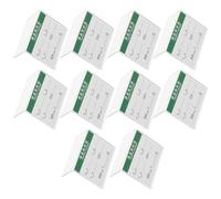 RUNROTOO 10Pcs Acrylic Price Tag Display Holders L-Shaped Plastic Label Stands 70X50Mm Self-Adhesive Small Sign Holders for Retail Stores and Office Use