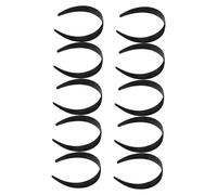 RUNROTOO 10pcs Black Wide Plastic Headbands for Women, Hard Thick DIY Hairband Craft, Plain Solid Hair Hoop Suitable for Hair Accessories and Creative Styling