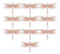 RUNROTOO 10pcs DIY Hairpin Charm Accessories for Handmade Crafts, Copper Material Delicate Three-layer Hollow Dragonfly Design, for Hair Clips and Wedding Hair Grips Decoration