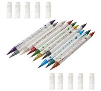 RUNROTOO 10pcs Double-ended Nail Art Brush Set for Acrylic and Fake Nails Assorted Colour Dotting Pens with Easy Operation for Home DIY Supplies
