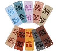 RUNROTOO 10pcs Pu Leather Tags for Sewing and Crochet Crafts, Embossed Clothes Labels, Not Easy to Fade, Assorted Colour, Elegant and Simple Style for DIY Clothing and Accessories