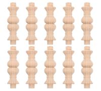 RUNROTOO 10pcs Solid Wood Stair Balusters Unfinished Craft Spindles for Indoor Stairs DIY Roman Column Pillars Decorative Wooden Rail Fence Parts