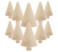 RUNROTOO 10pcs Unfinished Wooden Mini Trees for Painting, Small Wood Tree Figurines with Beige Colour, for Indoor and Garden Decoration, DIY Craft Supplies for Creative Xmas Projects