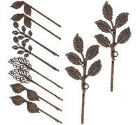 RUNROTOO 10pcs Vintage Leaf Hair Clips for Women in Coffee Bronze Retro Elegant Hair Pins with Good Grip and Hold for Wedding and Party