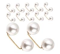 RUNROTOO 12pcs Adjustable Pant Hem Clips for Women with Waist Tightening and Length Adjustment Features, Alloy and Imitation Pearl Material, Versatile Decorative Safety Pins Suitable