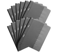 RUNROTOO 12pcs Black Plastic A4 Project File Folders with Dual Hole Reusable Design, Sturdy Office File Folder Sleeves for Organising Documents and Study Use