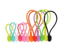 RUNROTOO 12pcs Magnetic Rubber USB Cable Winder and Organizer Portable Cable Strap for Home and Office Use Sturdy and Easy to Carry Random Color