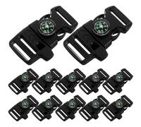 RUNROTOO 12Pcs Paracord Compass Buckle with Whistle, Plastic Replacement Quick Release Buckle for Camping Emergency Survival Gear, Hiking Backpack Accessories