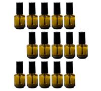 RUNROTOO 15pcs Cylindrical Glass Bottles 15ml Refillable Nail Polish Vials with Brush for DIY Repackaging and Creating New Nail Polish Colors