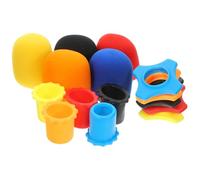 RUNROTOO 15pcs Mic Protective Ring Windscreen Sponge Covers Anti-rolling Bottom Sleeves Mixed Color for Wireless and Stage Microphones Identification and Anti-vibration Random Color