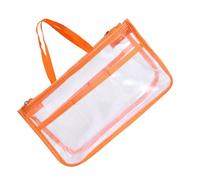 RUNROTOO 1pc Eva Cosmetic Pouch with Double Zipper Portable Travel Toiletries Organizer Bag for Women and Men Orange Makeup Case for Business Trips Camping Car Storage