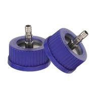 RUNROTOO 1set Gl45 Laboratory Bottle Cap with Dual Port Construction, 304 Stainless Steel and Plastic Material, Anti Evaporation Feature for Fermentation and Research Applications 2pcs