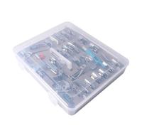 RUNROTOO 1set Multifunctional Sewing Machine Presser Foot Set with Storage Box Alloy Metal Accessories for Low Shank Household Machines Compatible with Lock Includes Roller and Piping Feet