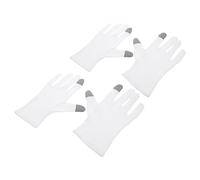 RUNROTOO 2 Pairs Cotton Sleep Gloves with Built-in Hand Lotion, Moisturizing Overnight Gloves for Dry Hands, Two Finger Touchscreen Design, Comfortable Spandex Material for Sleeping