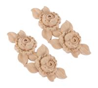 RUNROTOO 2 Pcs Wood Carved Decal Decor Delicate Rose Design, Quick and Easy to Install Synthetic Material Onlay for Wardrobe and Windows Wall Decoration