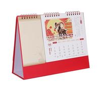 RUNROTOO 2027 Desk Calendar Planner with Weekly Monthly Format and Tilted Easel Support, Red Spiral Bound Standing Horizontal Paper and Metal Desk Calendar Featuring Year the