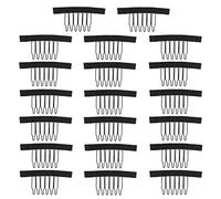 RUNROTOO 20pcs Black Plastic Wig Clips with 6 Teeth, No Fading and No Deformation, Wig Comb Accessories for Secure Hairpiece Attachment
