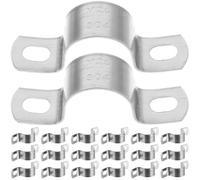 RUNROTOO 20pcs Stainless Steel U-Tube Clamp Brackets Rib Structure for Pipeline Fixing, Integral Moulding Support Clamps Suitable for Masonry and Similar Surfaces in Power Supply
