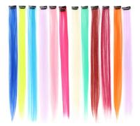 RUNROTOO 24pcs One-piece Seamless Hair Extension Clips Made of Matte High Temperature Silk, Long Colorful Hair Pieces for Natural Styling and Special Occasions Random Color