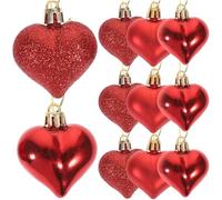 RUNROTOO 24pcs Red Heart Shape Plastic Ball Pendants Hanging Ornaments for Valentine's Day Decor, Bridal Shower and Weddings, Party Layout and Proposal Decoration